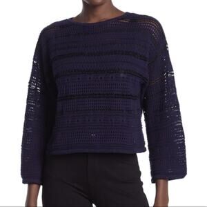 Cotton Emporium CENY Navy Pointelle Boat Neck